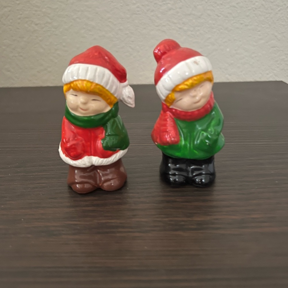 Festive Holiday Salt & Pepper Shakers with Santa Hats